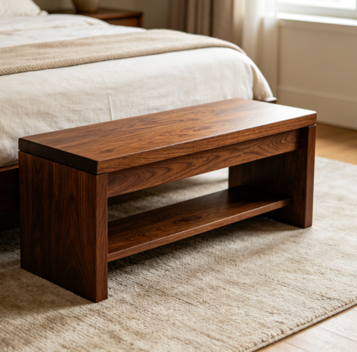 Classic Wooden Bedroom Footboard Bench